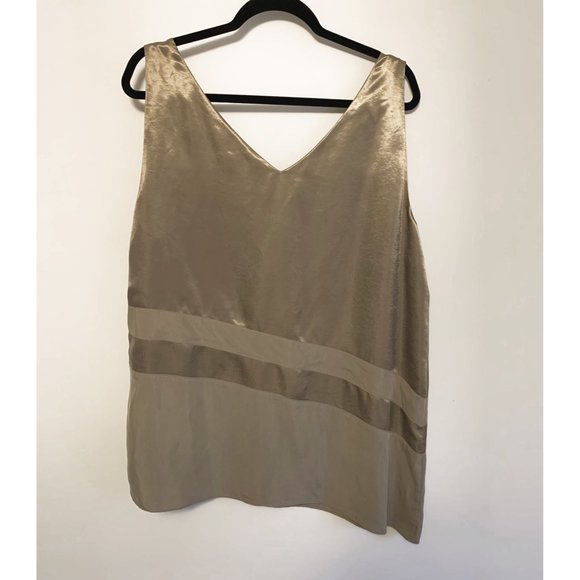 Banana Republic Asymmetrical Hem Tunic Blouse Tan - Picture 3 of 5